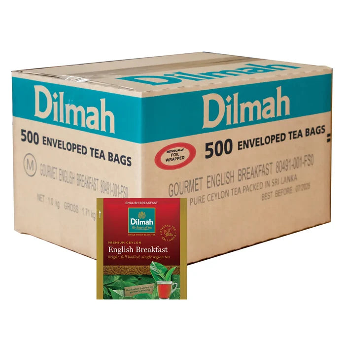 (1) Dilmah, English Breakfast Black Tea, 500 Foil Enveloped Teabags