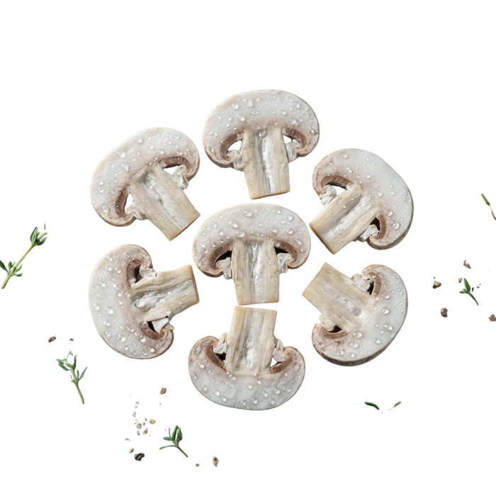 (1) Frozen Mushrooms Sliced IQF - free flow box 10kg