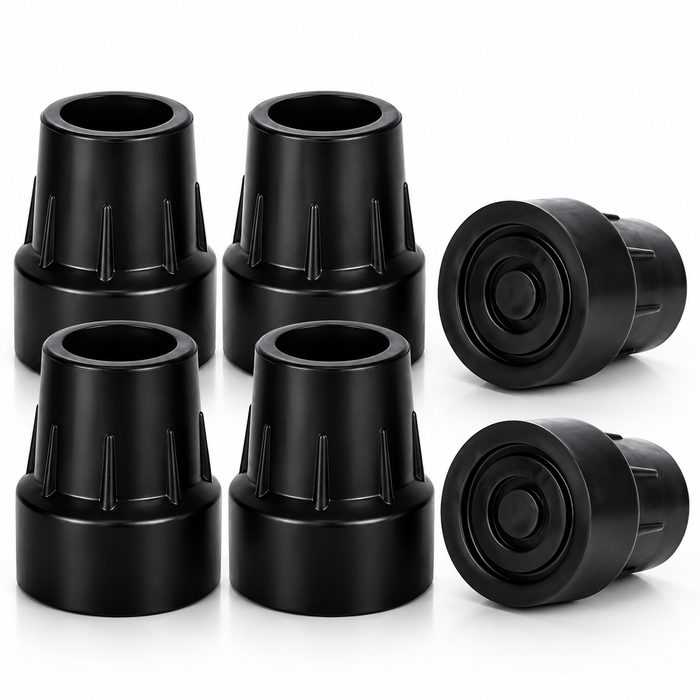 1 Inch Cane Tips 6 Pack Heavy Duty Rubber Replacement Crutch Tips for Walker Cane