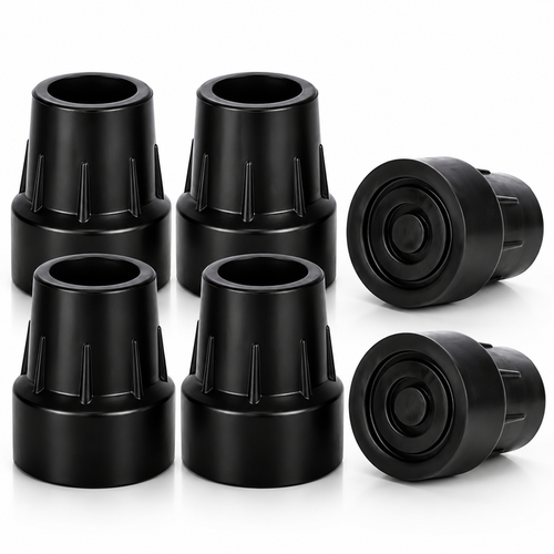 1 Inch Cane Tips 6 Pack Heavy Duty Rubber Replacement Crutch Tips for Walker Cane