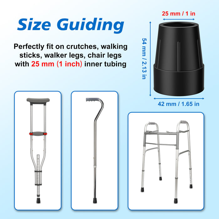 1 Inch Cane Tips Replacement Heavy Duty Rubber Anti Slip Crutch Tips 4 Pack