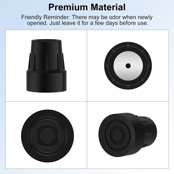 1 Inch Heavy Duty Cane Tips Replacement Non Slip Rubber 2 Pack