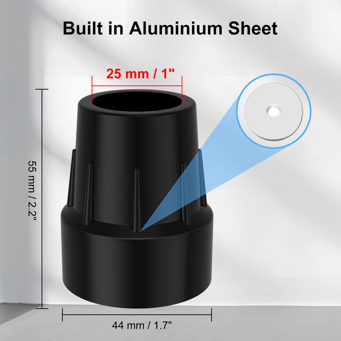1 Inch Heavy Duty Cane Tips Replacement Non Slip Rubber 2 Pack