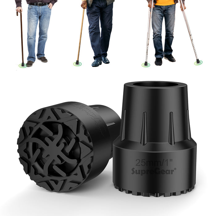 1 Inch Replacement Cane Tips Anti Slip Rubber with Metal Insert