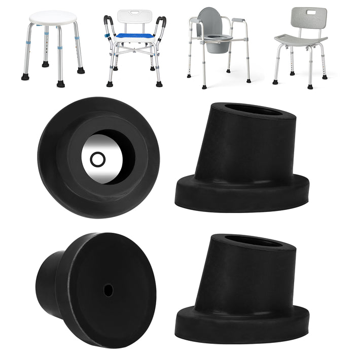 1 Inch Shower Chair Replacement Feet 4-Pack, Non-Slip Suction Rubber Tips for Bath Chairs