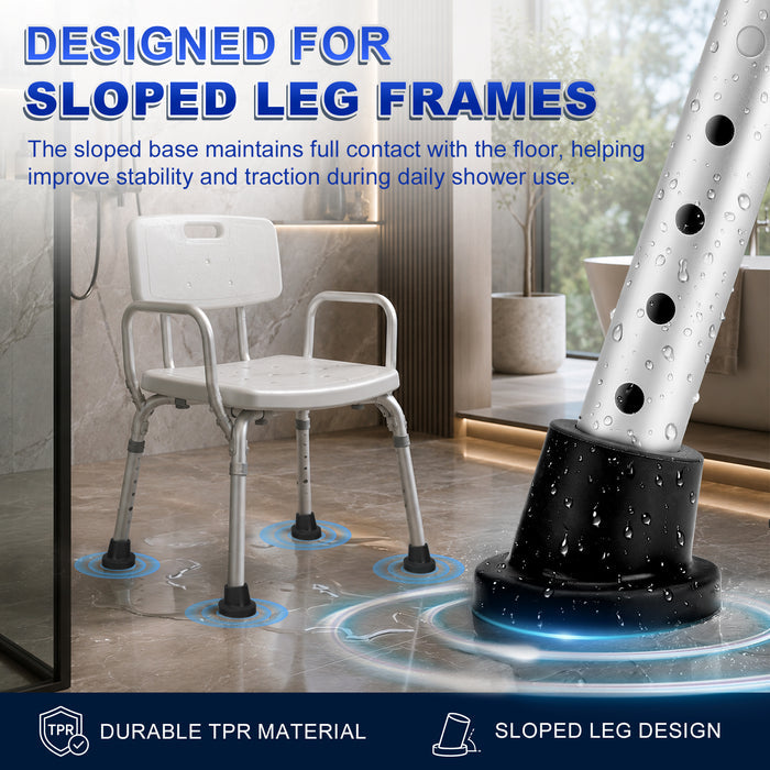 1 Inch Shower Chair Replacement Feet 4-Pack, Non-Slip Suction Rubber Tips for Bath Chairs