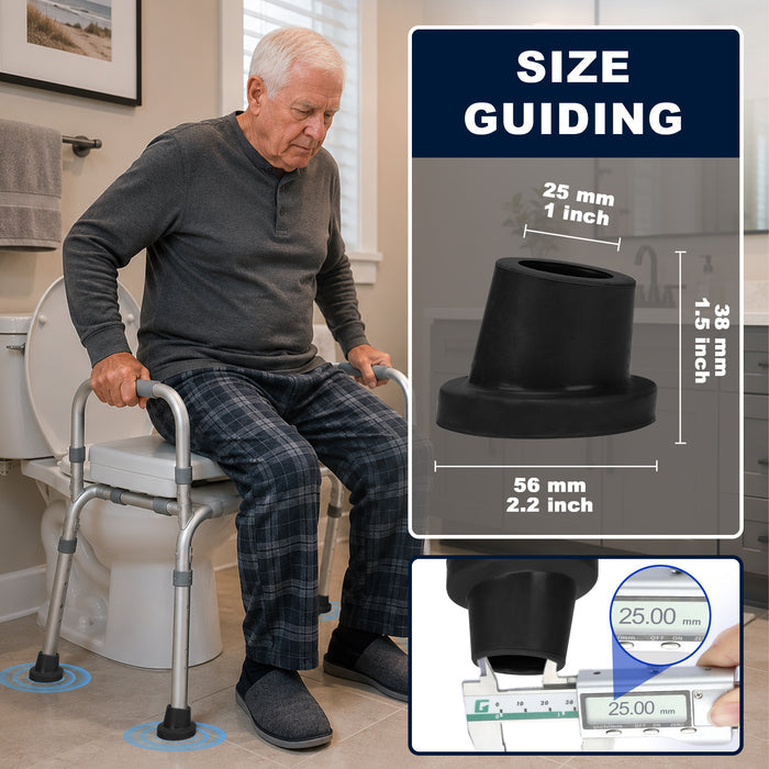 1 Inch Shower Chair Replacement Feet 4-Pack, Non-Slip Suction Rubber Tips for Bath Chairs