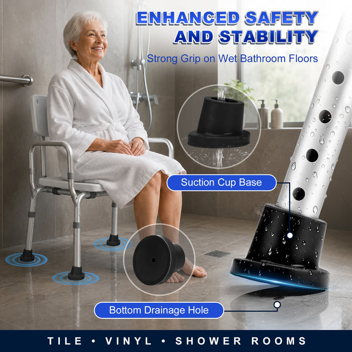 1 Inch Shower Chair Replacement Feet 4-Pack, Non-Slip Suction Rubber Tips for Bath Chairs