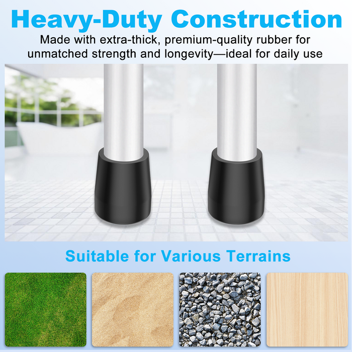 1 Inch Walker Rubber Tips 6 Pack, Anti-Slip Replacement Feet for Walking Canes and Mobility Walkers