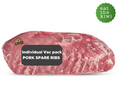 (1) Pork Spareribs. Single Vacuum Packed, average 1.6kg each, price per kg