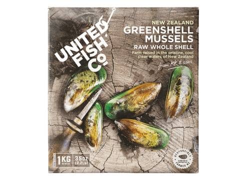 (1) United Fish Co Mussels Raw Whole Greenshell 1kg