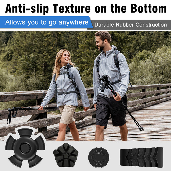 10-Pack 11mm Trekking Pole Tips Set with Claw, Ball and Anti-Slip Rubber Ends for Hiking and Walking