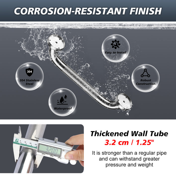 1.25 Inch Bathroom Grab Bar 304 Stainless Steel Heavy Duty Shower Safety Handle 500lb