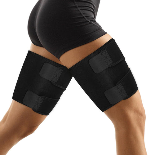 2-Pack Thigh Wraps, Adjustable Compression Sleeves, Black