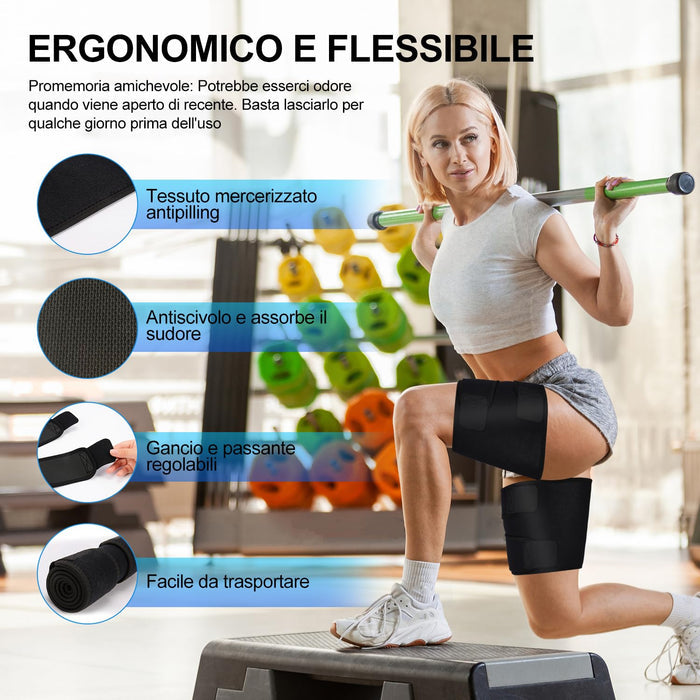 2-Pack Thigh Wraps, Adjustable Compression Sleeves, Black