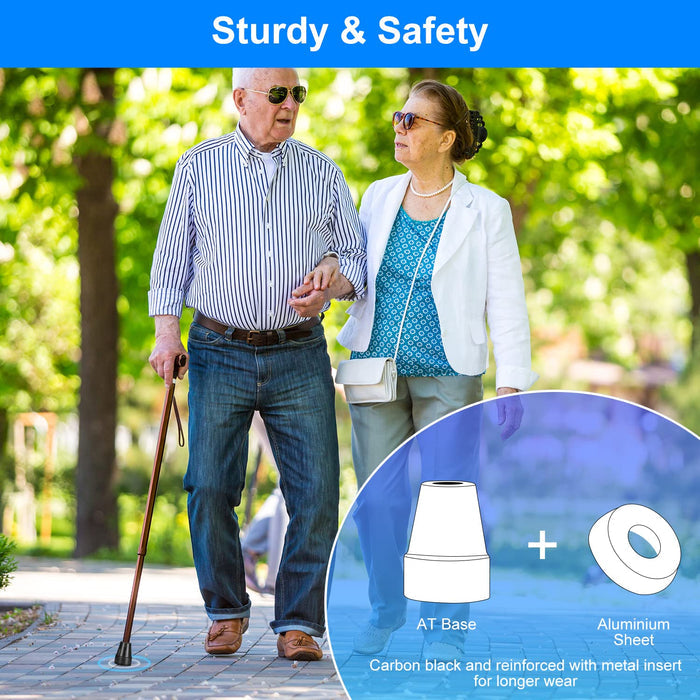 3/4 Inch Cane Tips Anti-Slip Rubber Replacement for Walking Canes & Crutches