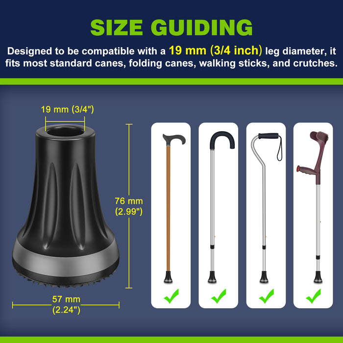 3/4 Inch Cane Tips Replacement Heavy Duty Rubber Anti Slip All Terrain 2 Pack