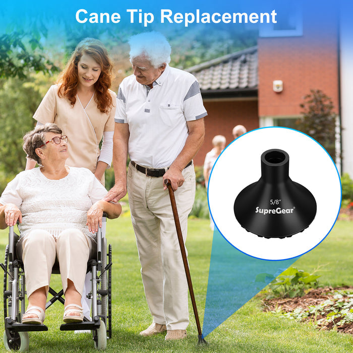 3/4 Inch Cane Tips Replacement Heavy Duty Rubber Anti Slip All Terrain 2 Pack