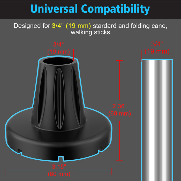 3/4-Inch Heavy Duty Cane Tip ¨C Anti-Slip Wide Base