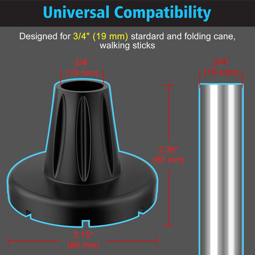3/4-Inch Heavy Duty Cane Tip ¨C Anti-Slip Wide Base