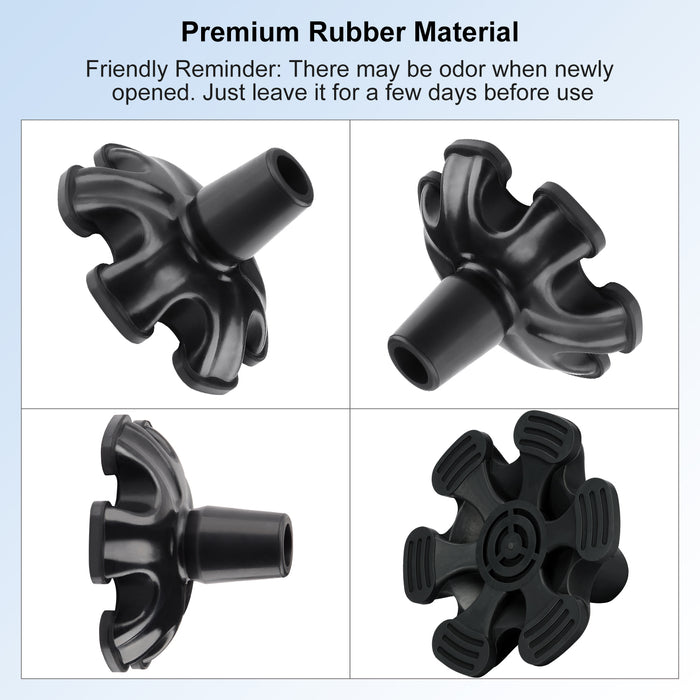 3/4 Inch Self Standing Cane Tip 6 Prong Heavy Duty Rubber Anti Slip Replacement Tip