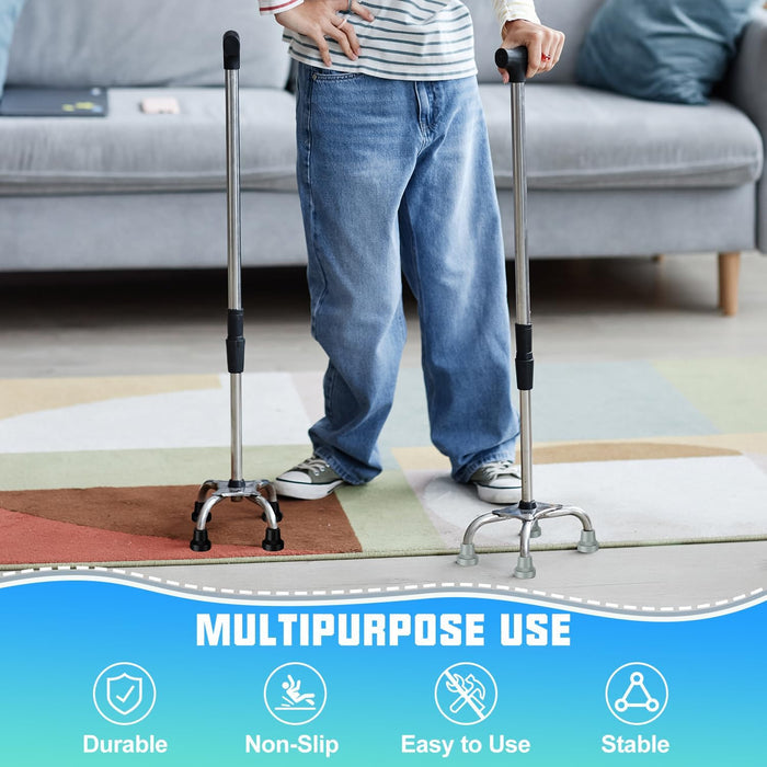 5/8 Inch Quad Cane Tips 4-Pack Rubber Replacement Feet for Walking Canes