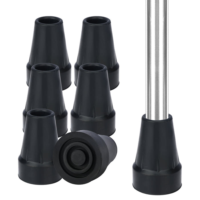 6-Pack 7/8 Inch Heavy Duty Rubber Cane Tips with Metal Inserts