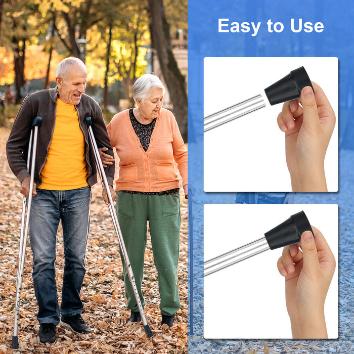 6-Pack 7/8 Inch Heavy Duty Rubber Cane Tips with Metal Inserts