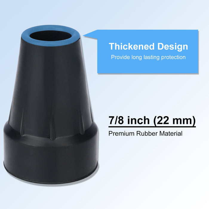 6-Pack 7/8 Inch Heavy Duty Rubber Cane Tips with Metal Inserts