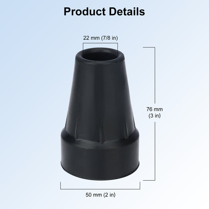 6-Pack 7/8 Inch Heavy Duty Rubber Cane Tips with Metal Inserts
