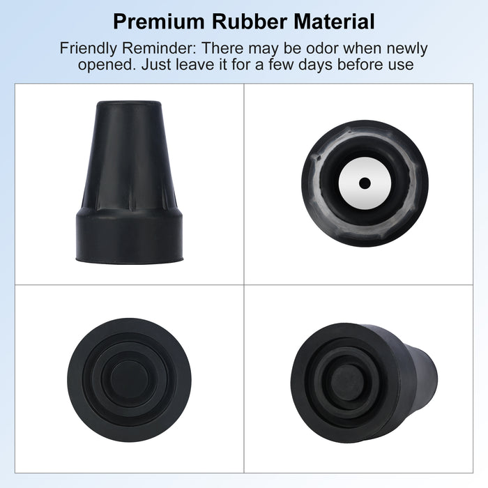 6-Pack 7/8 Inch Heavy Duty Rubber Cane Tips with Metal Inserts