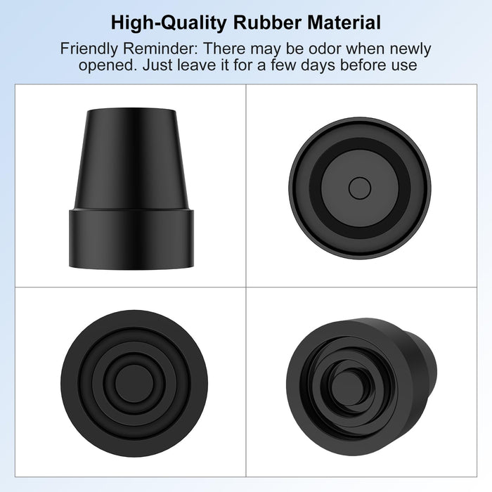 6-Pack Non-Slip Stable High-Strength Rubber Cane Tip