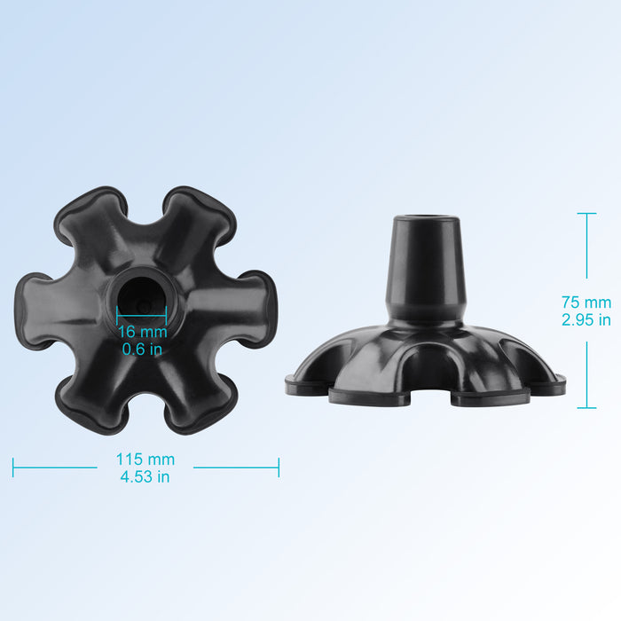 6-Prong Self Standing Cane Tip Replacement Anti-Slip Rubber Base