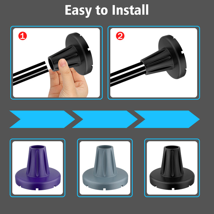 7/8" Heavy-Duty Cane Tips 2-Pack, Anti-Slip Rubber Replacement Tips with Steel Core