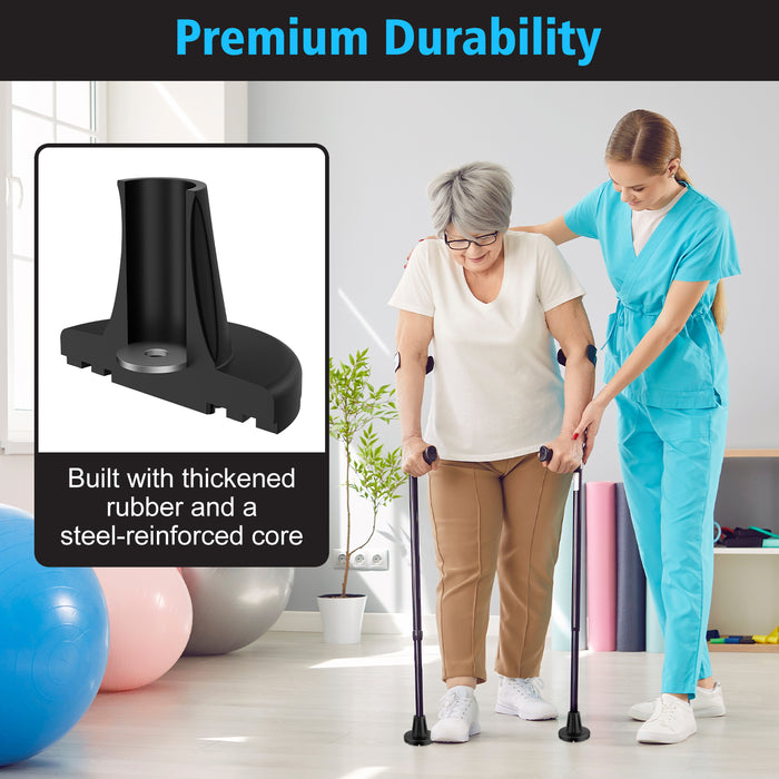 7/8" Heavy-Duty Cane Tips 2-Pack, Anti-Slip Rubber Replacement Tips with Steel Core
