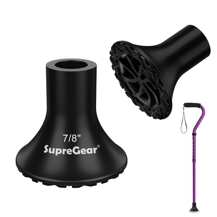 7/8 Inch Cane Tips Replacement Heavy Duty Rubber Anti Slip All Terrain 2 Pack