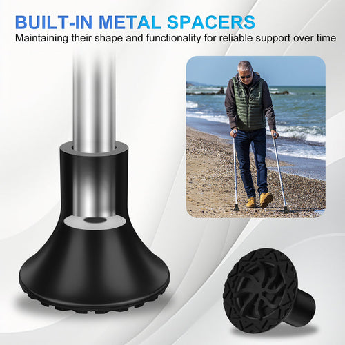 7/8 Inch Cane Tips Replacement Heavy Duty Rubber Anti Slip All Terrain 2 Pack