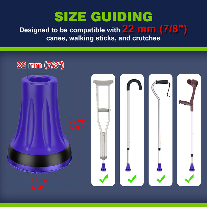 7/8 Inch Cane Tips Replacement Heavy Duty Rubber Anti Slip Crutch Tips 2 Pack