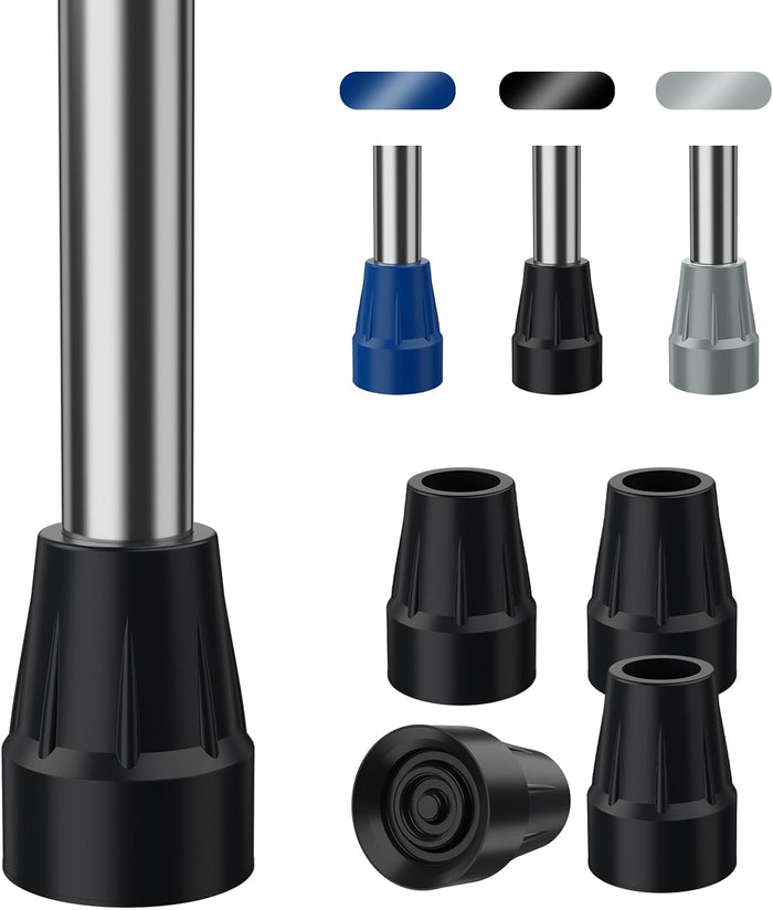 7/8 Inch Cane Tips Replacement Heavy Duty Rubber Anti Slip Crutch Tips 4 Pack