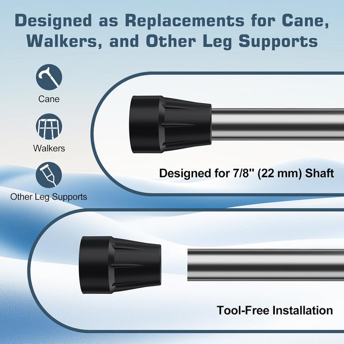 7/8 Inch Cane Tips Replacement Heavy Duty Rubber Anti Slip Crutch Tips 4 Pack