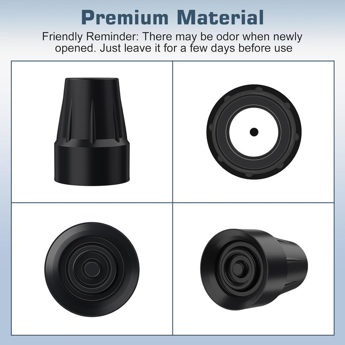 7/8 Inch Cane Tips Replacement Heavy Duty Rubber Anti Slip Crutch Tips 4 Pack
