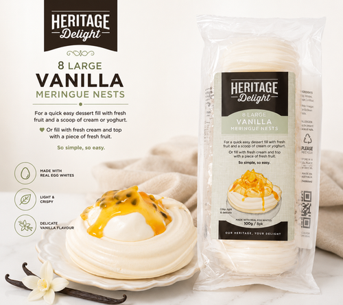 8Pk Heritage Delight Vanilla Meringue Nests (dry)