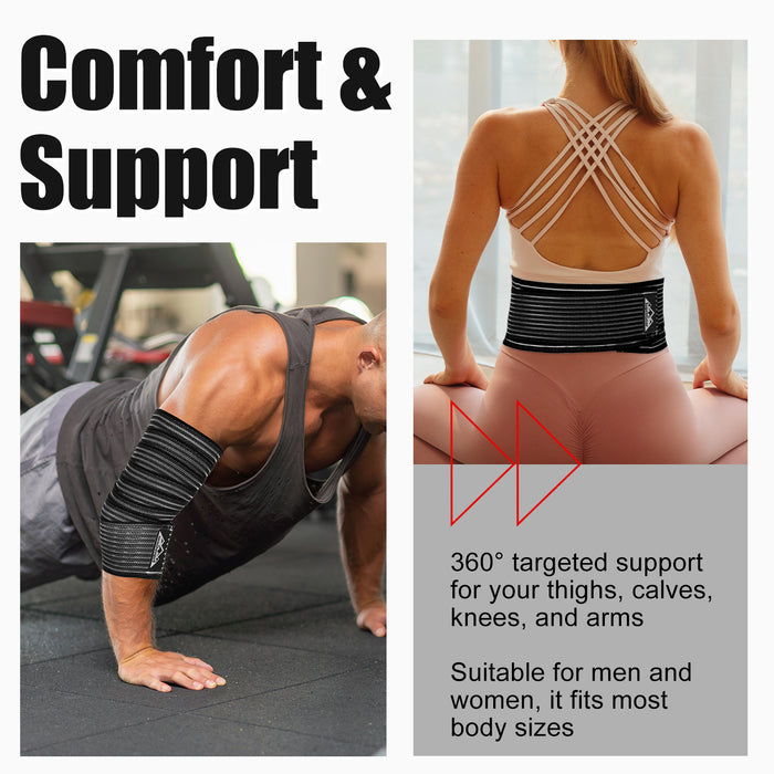 Adjustable Thigh Compression Wraps 2-Pack, Hamstring Support Brace