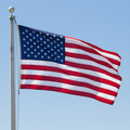 American Flag Hanging from Metal Pole Outdoors