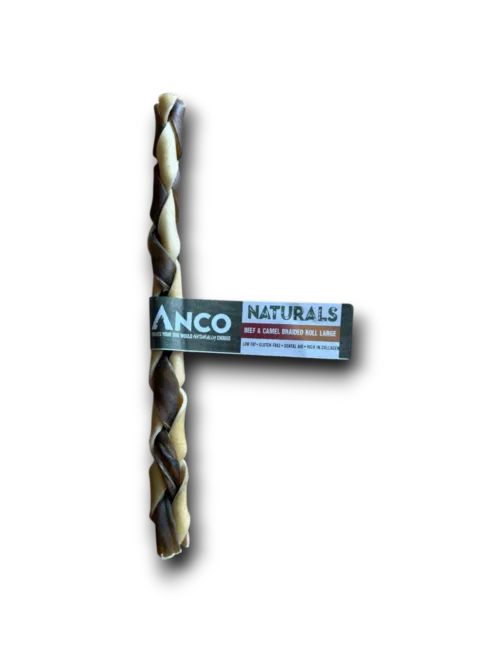 Anco Naturals Beef & Camel Braided Roll Dog Chew
