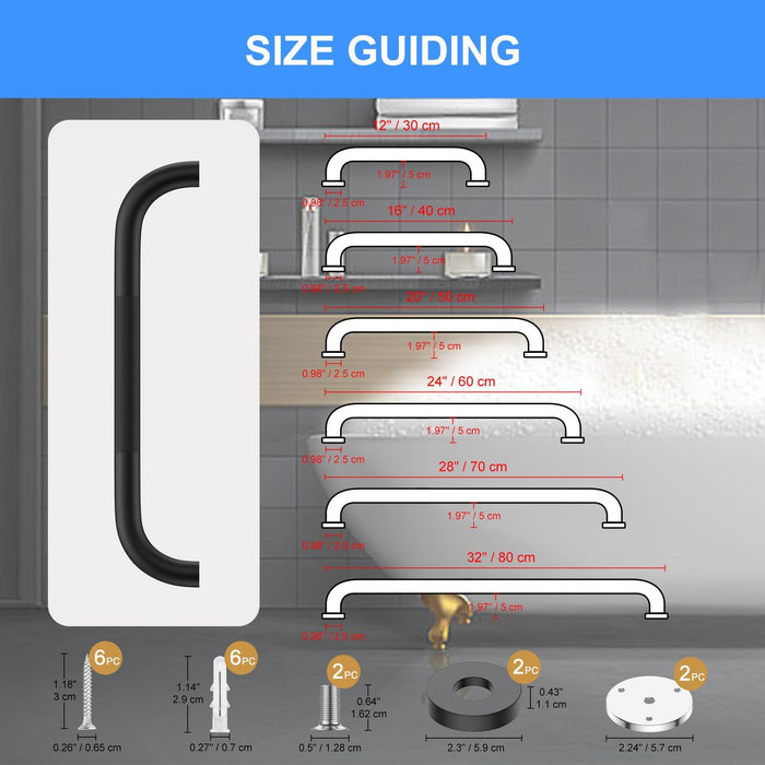 Anti-Slip Knurled Bathroom Grab Bar Stainless Steel Safety Handle