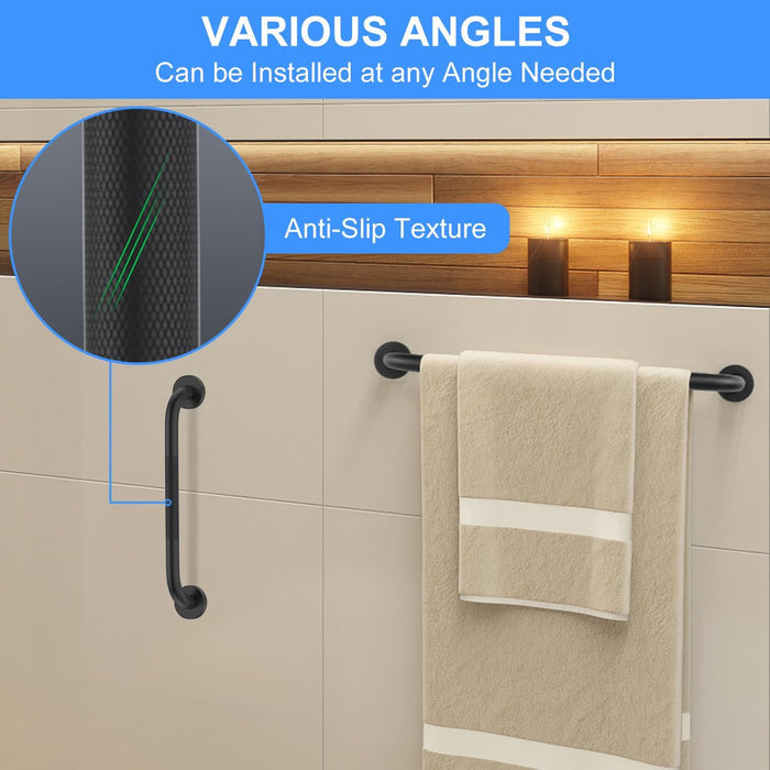 Anti-Slip Knurled Bathroom Grab Bar Stainless Steel Safety Handle