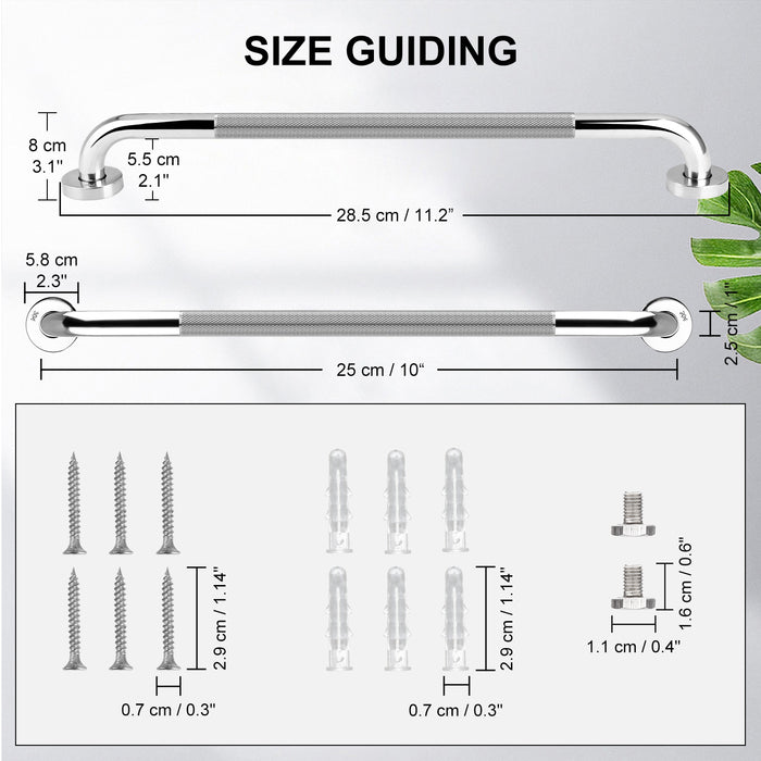 Bathroom Grab Bar 2 Pack Stainless Steel Safety Support Bar for Shower & Toilet