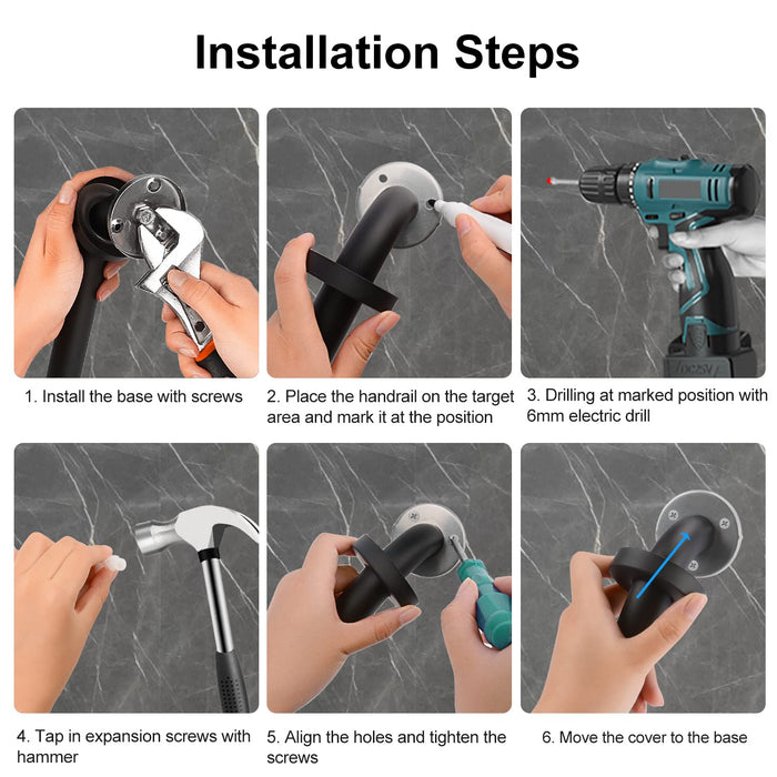Bathroom Grab Bar 2-Pack Stainless Steel Wall Mounted Safety Handle