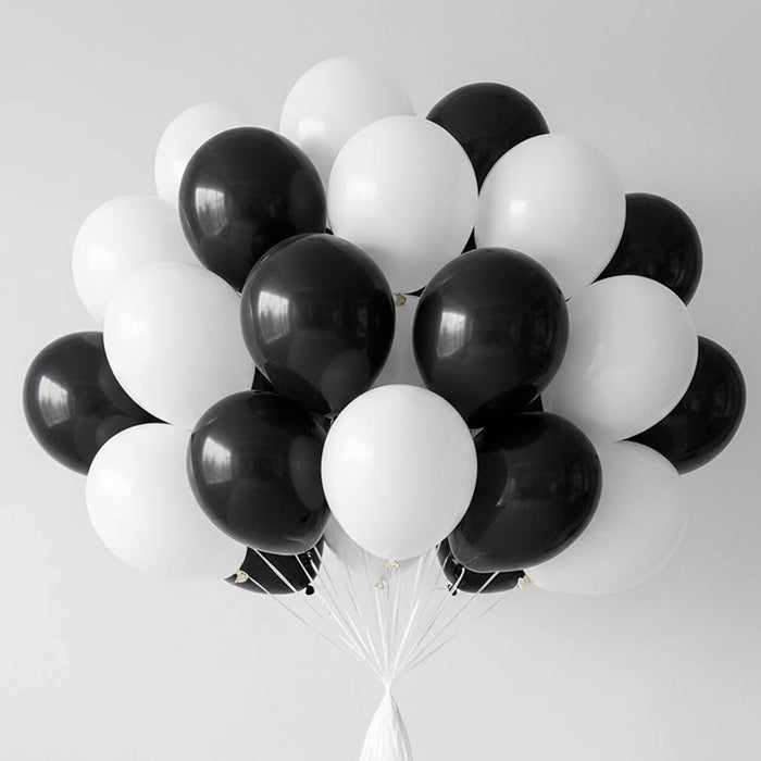 Black and White Latex Balloons 10" - Pack of 50